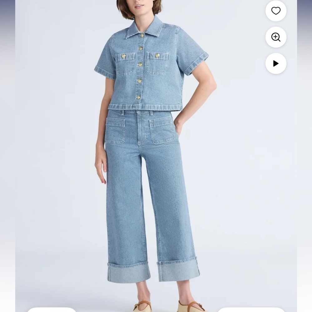 Blue striped denim matching set size 6